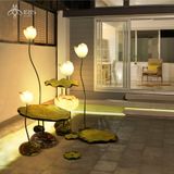 Đèn ngoài trời tạo hình bông sen nụ bằng resin