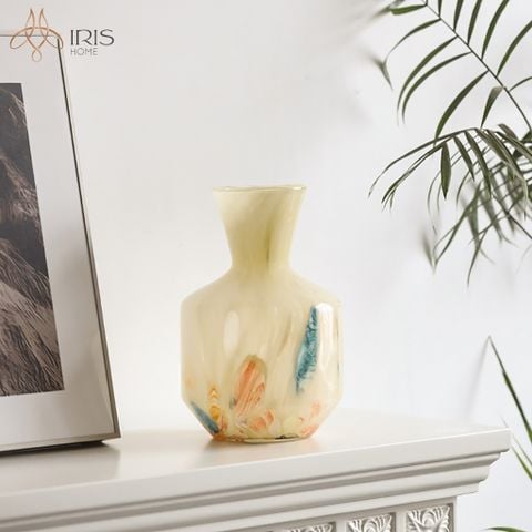 Bình thủy tinh cổ loe Họa tiết thủy tinh màu thủ công