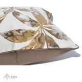 Gối vải sần in hoạ tiết lá vàng nền trắng