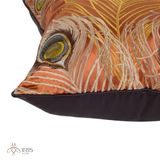 Gối vải satin thêu hoạ tiết lông công