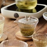 Bộ ấm trà thuỷ tinh vân sóng viền vàng