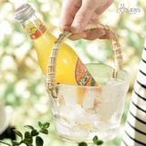 Xô đựng đá thuỷ tinh quai mây đan kèm kẹp gắp đá