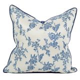 Gối vuông thêu hoạ tiết hoa xanh bo viền