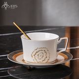 Tách sứ xương hoạ tiết hoa hồng