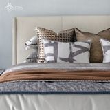 Chăn nhấn nâu khâu viền trắng