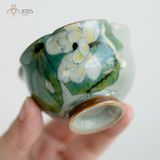 Bộ ấm trà men rạn 7 món hoạ tiết hoa sen và lá