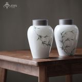 Bộ ấm trà hoạ tiết lá trúc vẽ tay