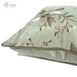 Gối vải lụa thêu hoa tone xanh xám