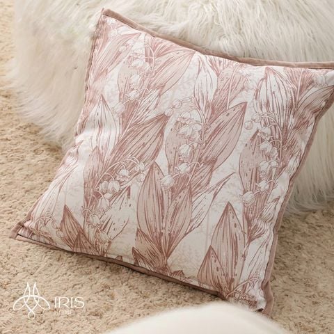 Gối vải chenille họa tiết hoa lá