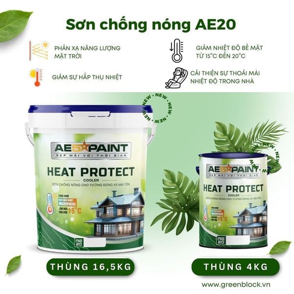  Sơn chống nóng giảm nhiệt độ Mái tôn và Tường nhà AE20-5 sao 