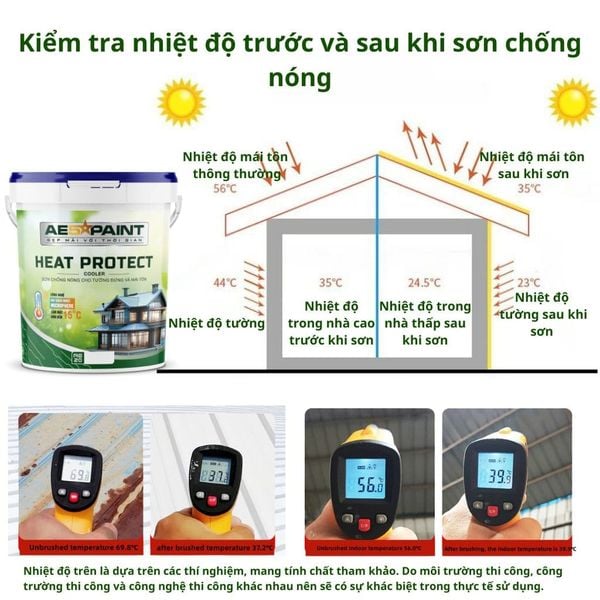  Sơn chống nóng giảm nhiệt độ Mái tôn và Tường nhà AE20-5 sao 