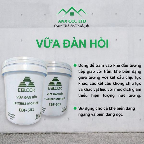  Vữa Đàn Hồi EBF-501 Trám Trét Khe Hở Vết Nứt Của Tường Xây 