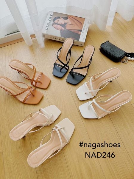  DÉP NAGASHOES MŨI VUÔNG ĐAN CHÉO XỎ NGÓN 7P NAD246 