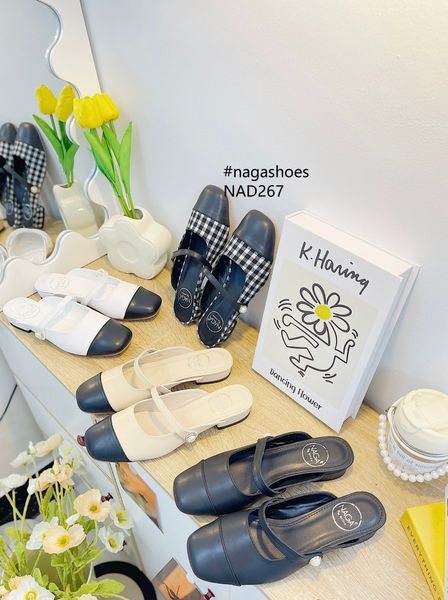  DÉP NAGASHOES SỤC MŨI VUÔNG ĐÍNH NGỌC 2P NAD267 