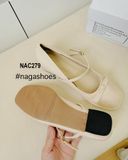  CAO GÓT  NAGASHOES MŨI VUÔNG DA BÓNG THẮT NƠ 4P NAC279 