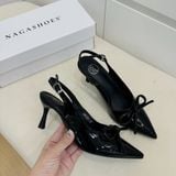  CAO GÓT NAGASHOES DA BÓNG MŨI NHỌN ĐÍNH NƠ  7P NAC310 