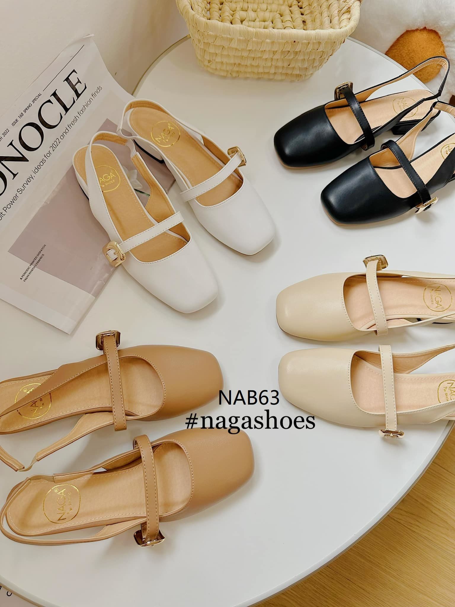  BÚP BÊ NAGASHOES BÍT MŨI PHỐI QUAI NGANG ĐÍNH KHÓA VUÔNG 2P NAB63 