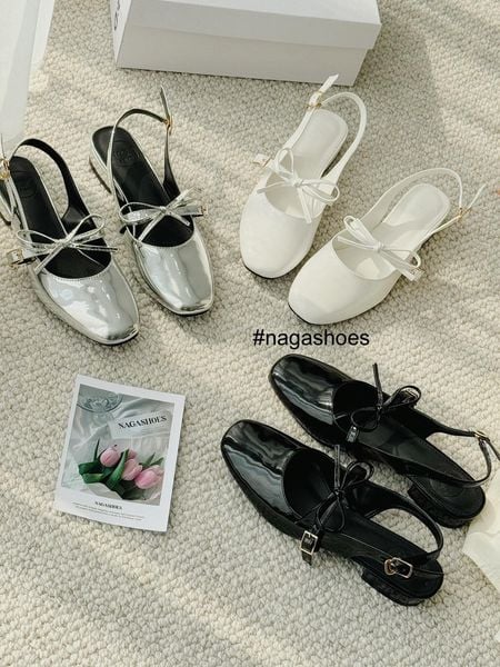  GIÀY BÚP BÊ NAGASHOES DA BÓNG THẮT NƠ KHÓA NHỎ 2P NAB82 