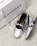  [FORM HƠI BÉ- CHÂN ĐẦY LÊN 1 SIZE] GIÀY BÚP BÊ NAGASHOES DA BÓNG THẮT NƠ KHÓA NHỎ 2P NAB82 