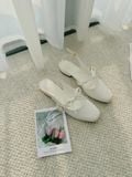  [FORM HƠI BÉ- CHÂN ĐẦY LÊN 1 SIZE] GIÀY BÚP BÊ NAGASHOES DA BÓNG THẮT NƠ KHÓA NHỎ 2P NAB82 
