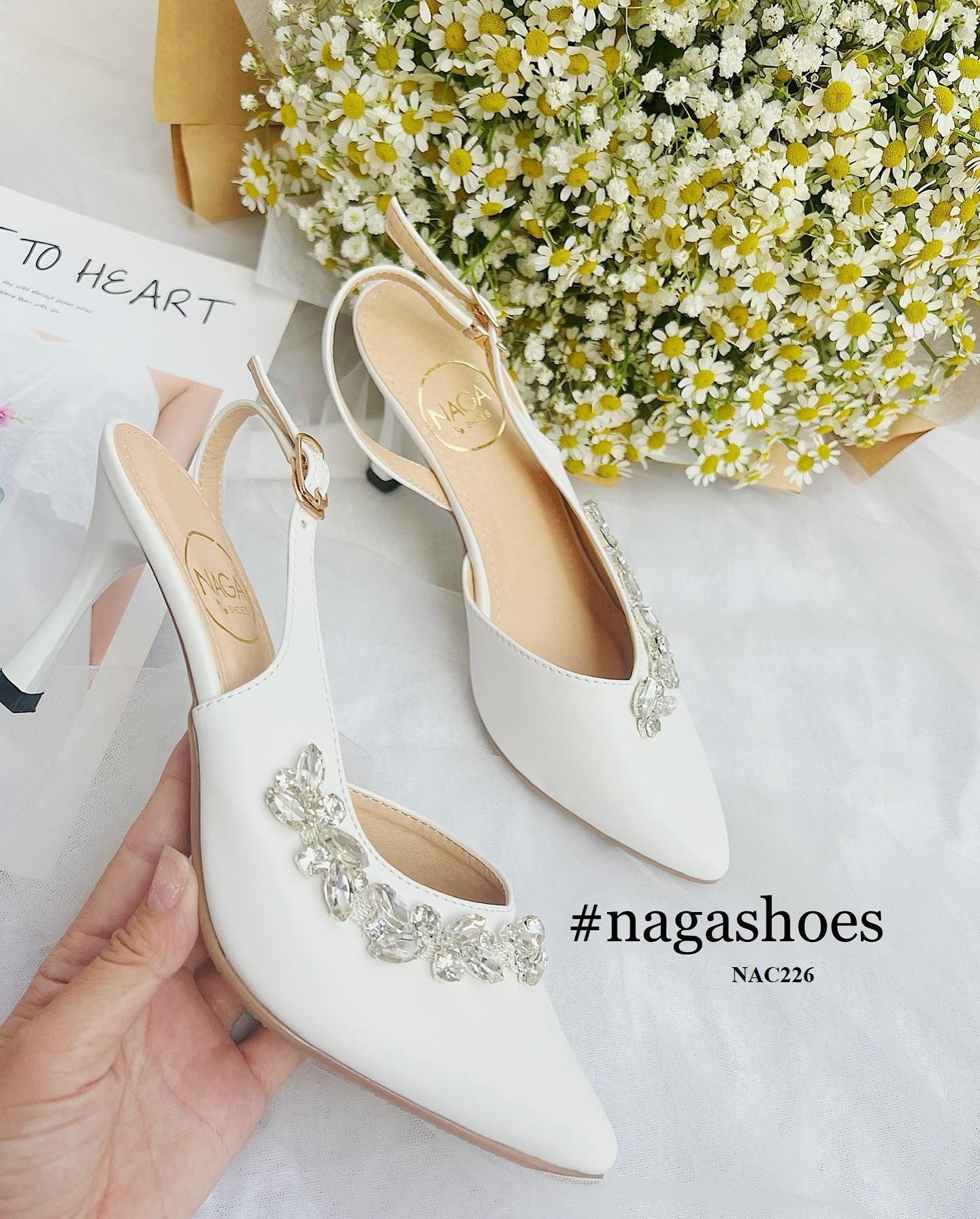  CAO GÓT NAGASHOES MŨI NHỌN ĐÍNH DÂY ĐÁ HỌA TIẾT 8P NAC226 