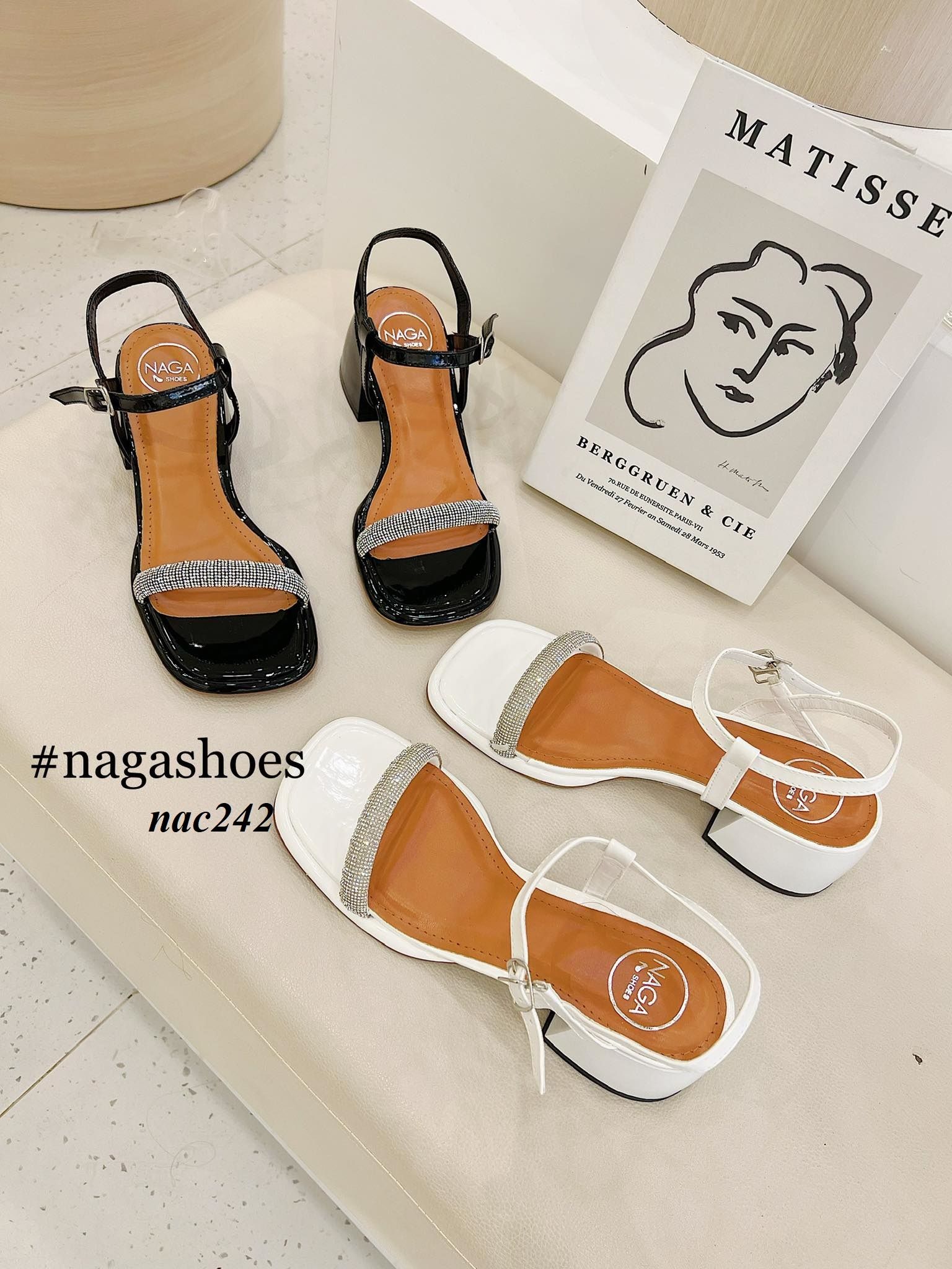  CAO GÓT NAGASHOES DA BÓNG QUAI NGANG LẤP LÁNH  5P NAC242 