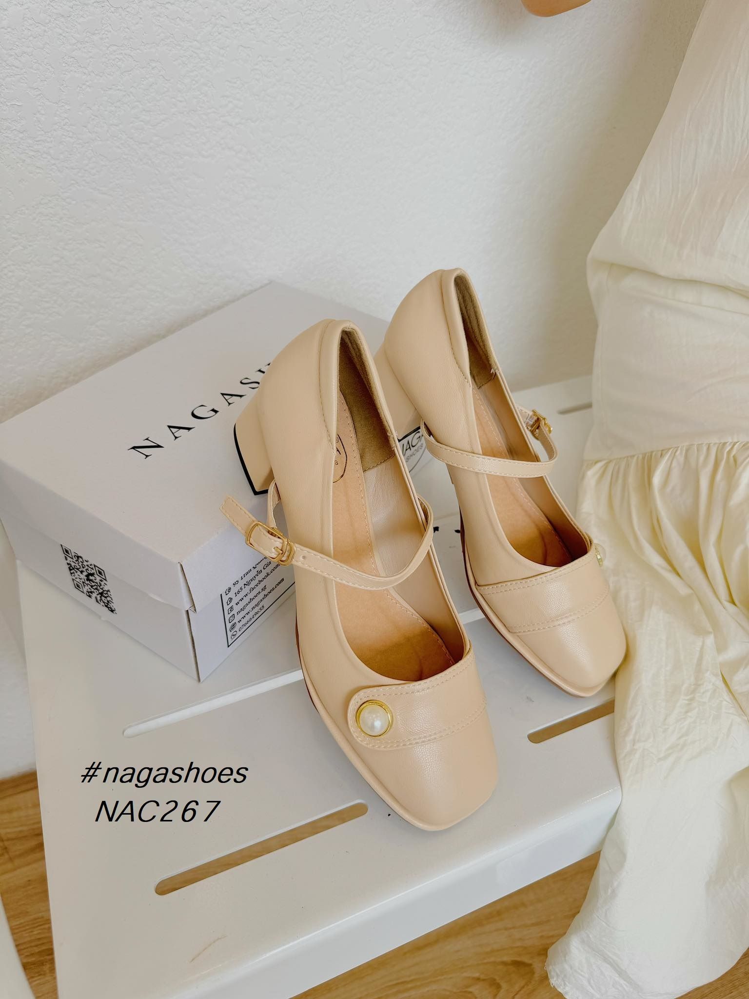  CAO GÓT MARY JANE NAGASHOES PHỐI NGỌC 4P NAC267 