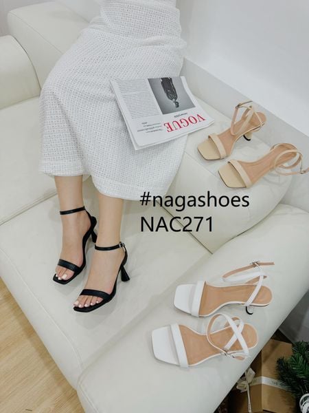  CAO GÓT NAGASHOES MŨI VUÔNG QUAI NGANG DA LÌ 8P NAC271 