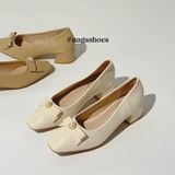  CAO GÓT  NAGASHOES THẮT NƠ ĐÍNH NGỌC GÓT VUÔNG 4P NAC281 