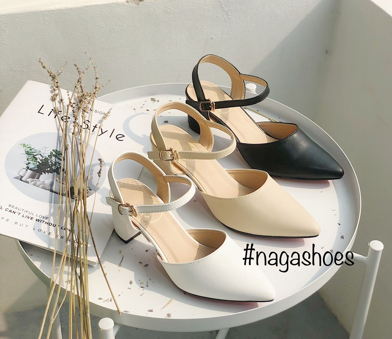  Giày Cao Gót Nagashoes Mũi Nhọn Hở Gót 5P NAC93 