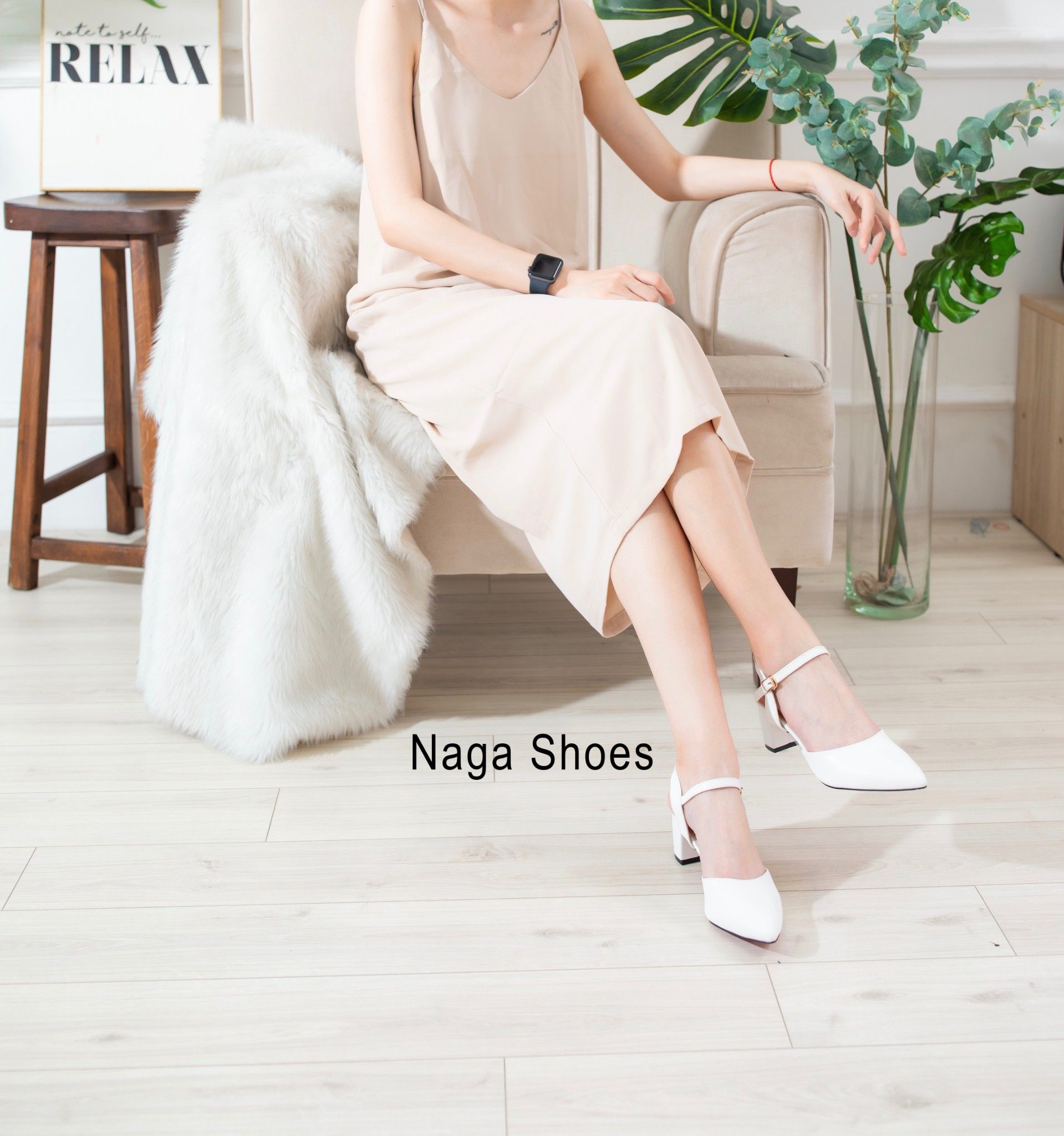  Giày Cao Gót Nagashoes Mũi Nhọn Hở Gót 5P NAC93 