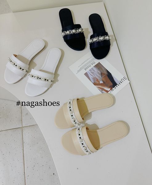  DÉP NAGASHOES QUAI NGANG PHỐI DÂY THỔ CẨM ĐÍNH HẠT NAD238 