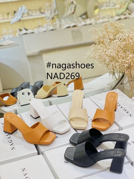  DÉP NAGASHOES MŨI VUÔNG QUAI NGANG BASIC 7P  NAD269 