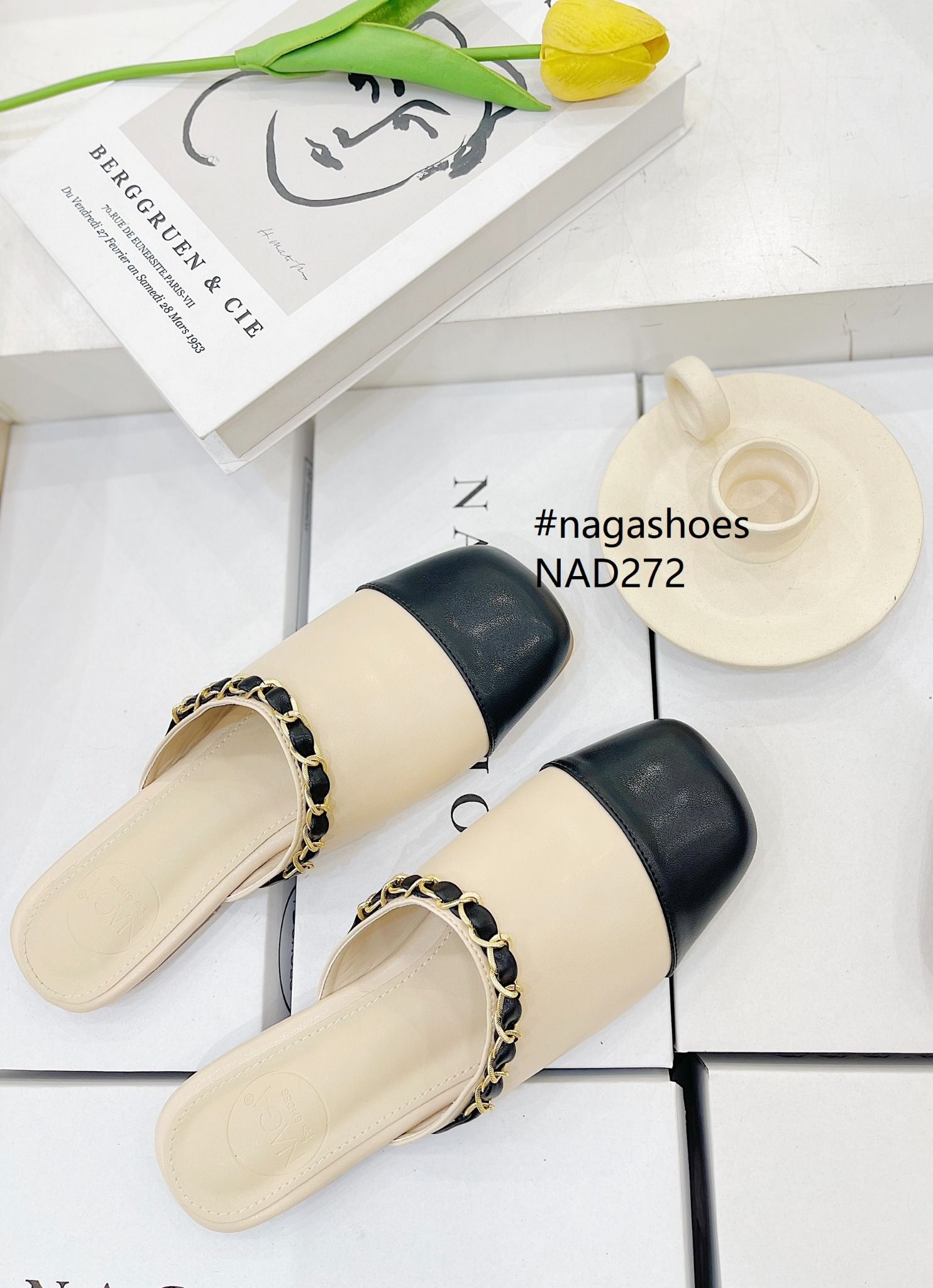  DÉP SỤC NAGASHOES MŨI VUÔNG VIỀN XÍCH 1P  NAD272 