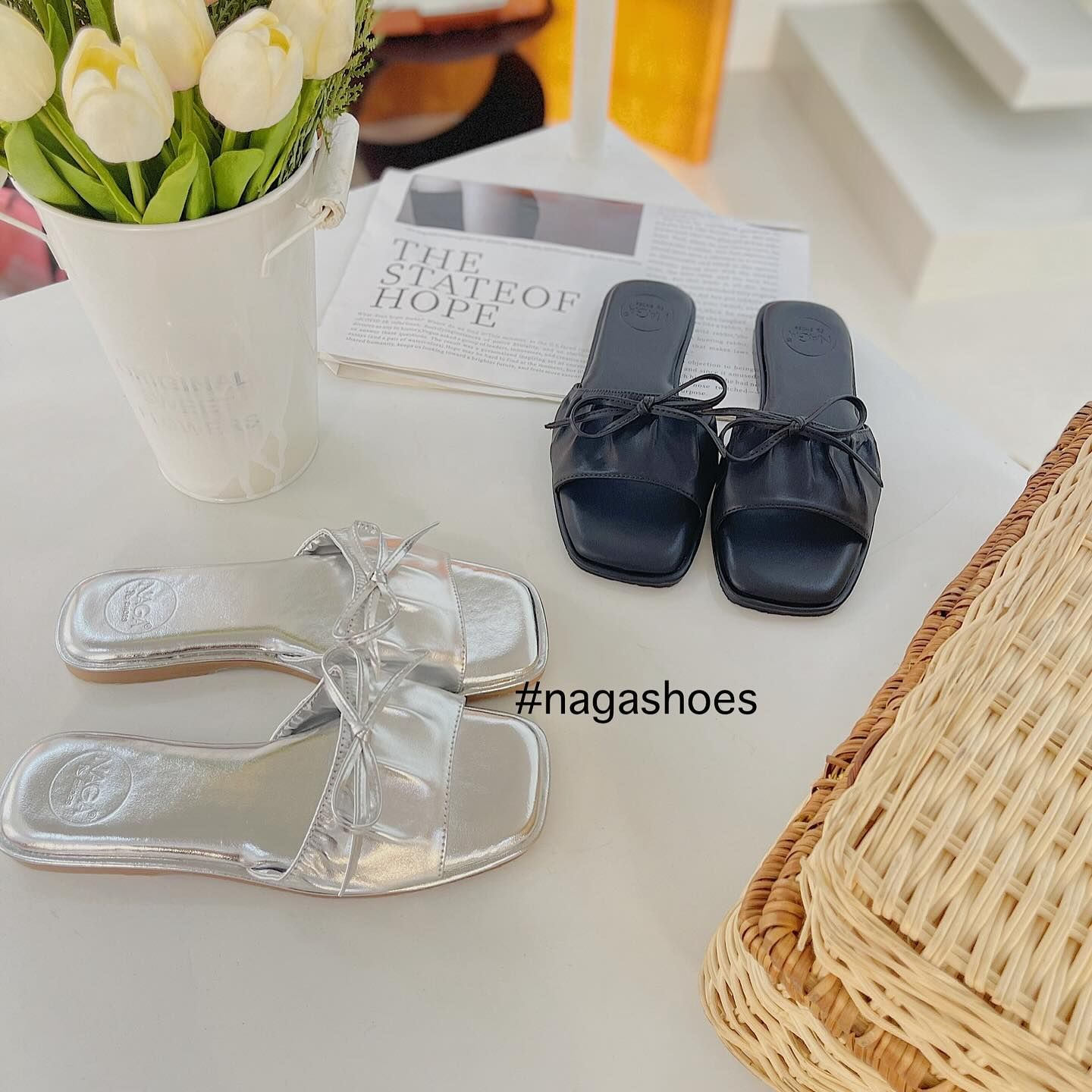  DÉP NAGASHOES QUAI NGANG MAY NHÚN BẢN TO THẮT NƠ NAD278 