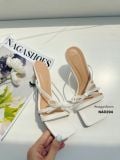  DÉP NAGASHOES MŨI VUÔNG PHỐI QUAI THẮT NƠ 7P NAD294 