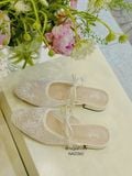  DÉP SỤC NAGASHOES VẢI REN LƯỚI THÊU HOA PHỐI DÂY NƠ 2P NAD360 