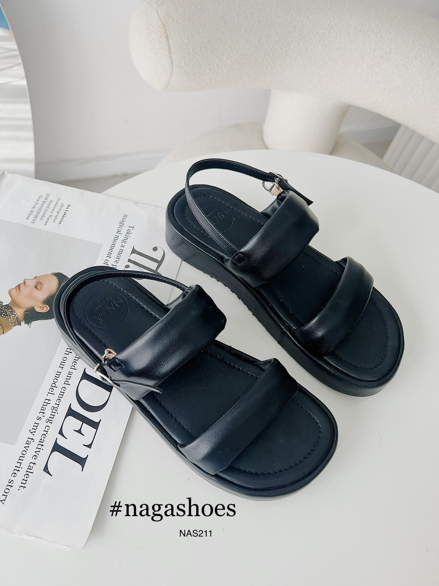  SANDAL NAGASHOES 2 QUAI NGANG ĐẾ BÁNH MÌ  4P NAS211 