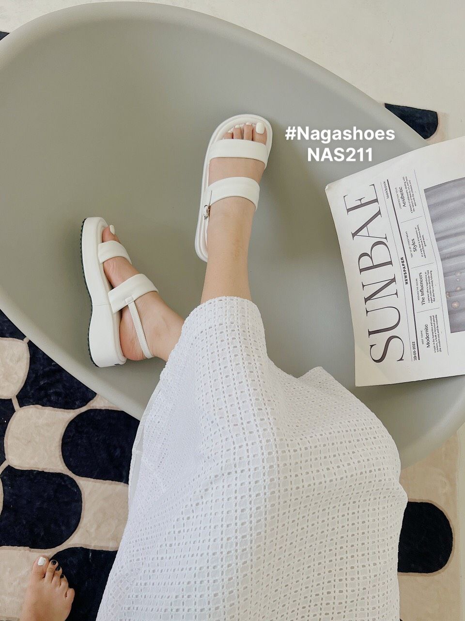  SANDAL NAGASHOES 2 QUAI NGANG ĐẾ BÁNH MÌ  4P NAS211 