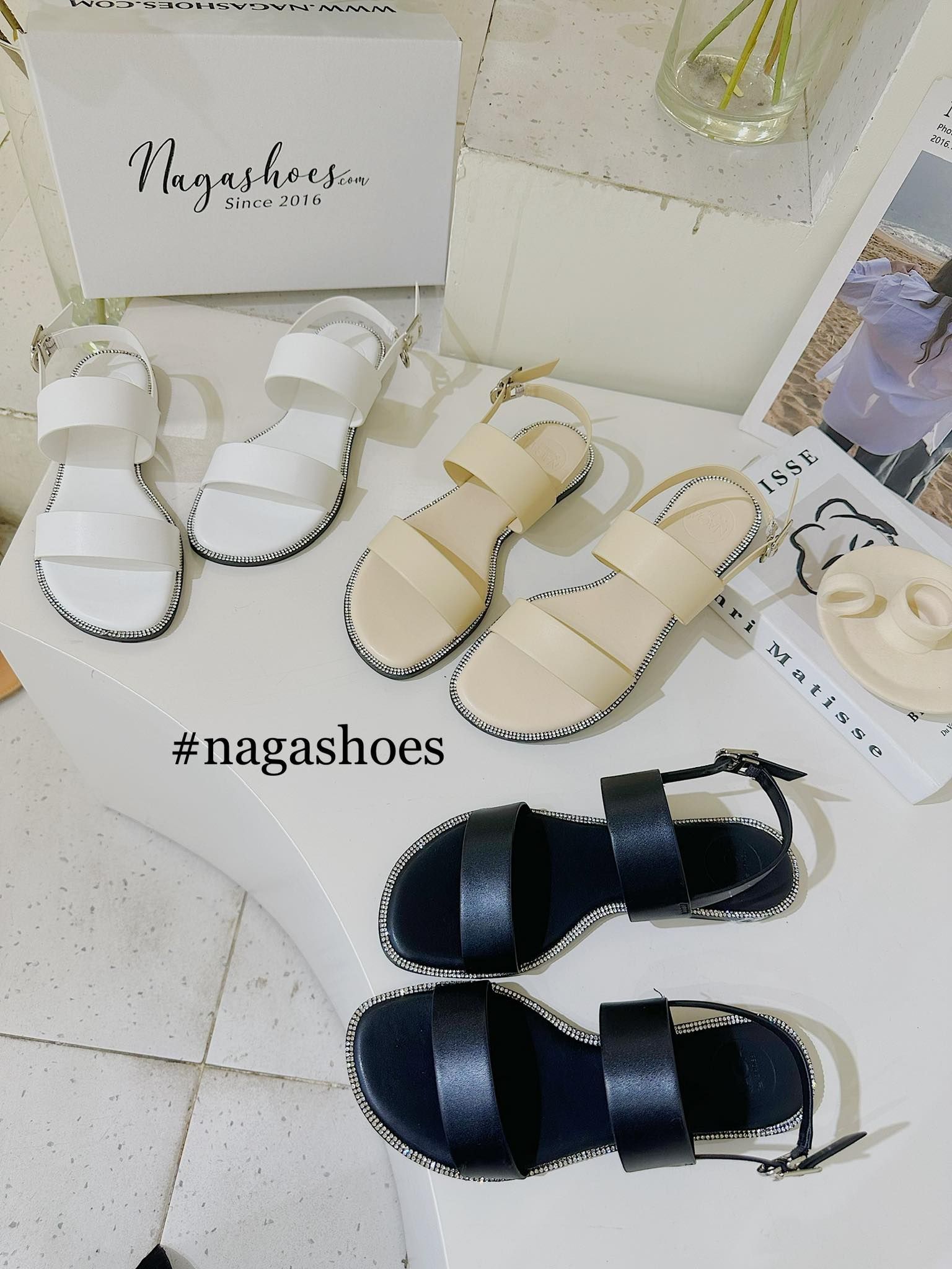  SANDAL NAGASHOES 2 QUAI NGANG VIỀN DÂY ĐÁ NAS224 