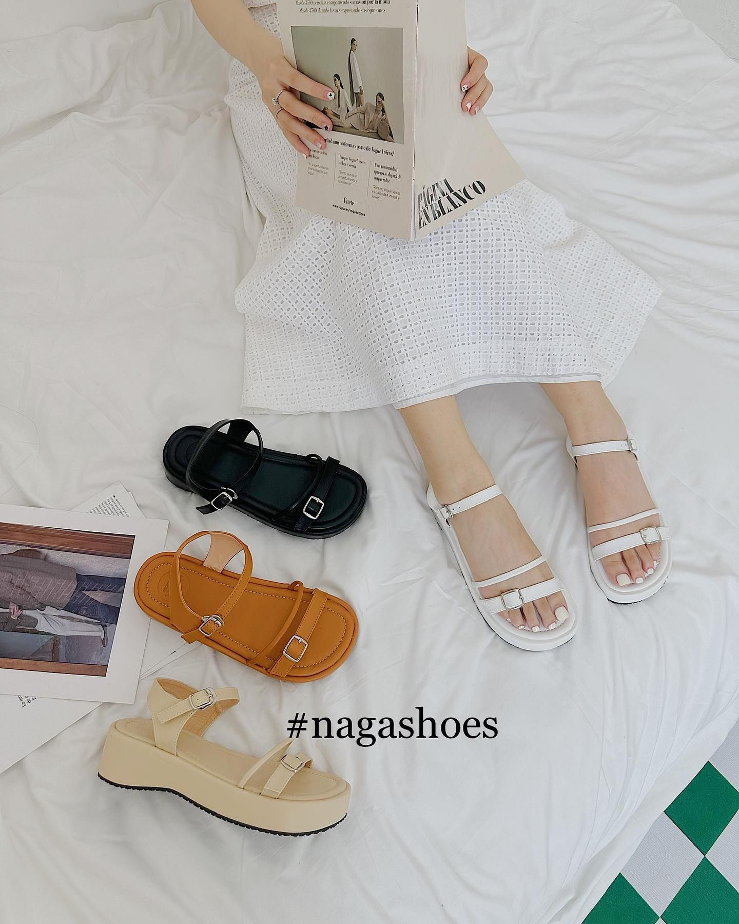  SANDAL NAGASHOES QUAI NGANG ĐÍNH KHÓA & DÂY MẢNH 4P NAS231 