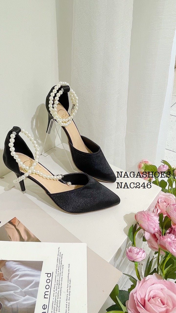  CAO GÓT NAGASHOES MŨI NHỌN QUAI NGỌC TRAI 8P NAC246 