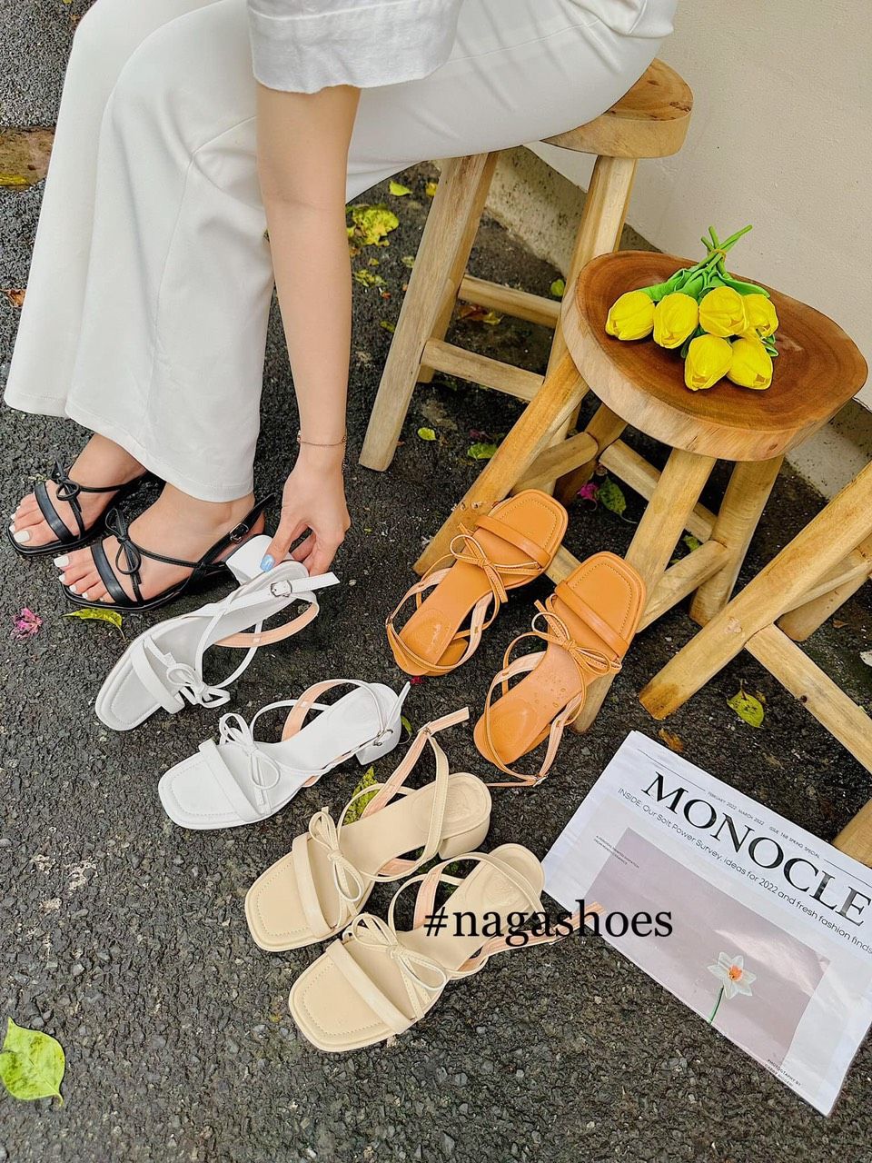  CAO GÓT NAGASHOES PHỐI QUAI THẮT NƠ 5P NAC263 