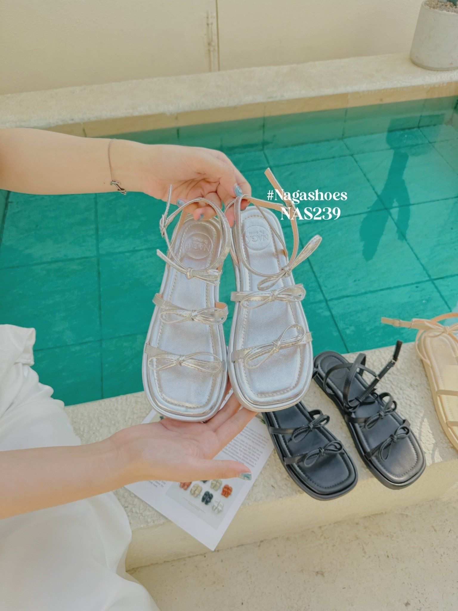  SANDAL NAGASHOES 2 QUAI PHỐI NƠ KIỂU 2P NAS239 