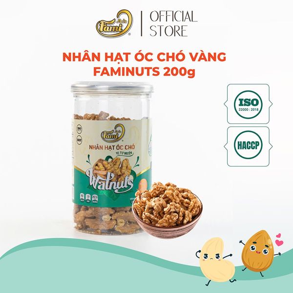 Nhân Hạt Óc Chó Vị Tự Nhiên Faminuts Hũ Nắp Nhôm 200g