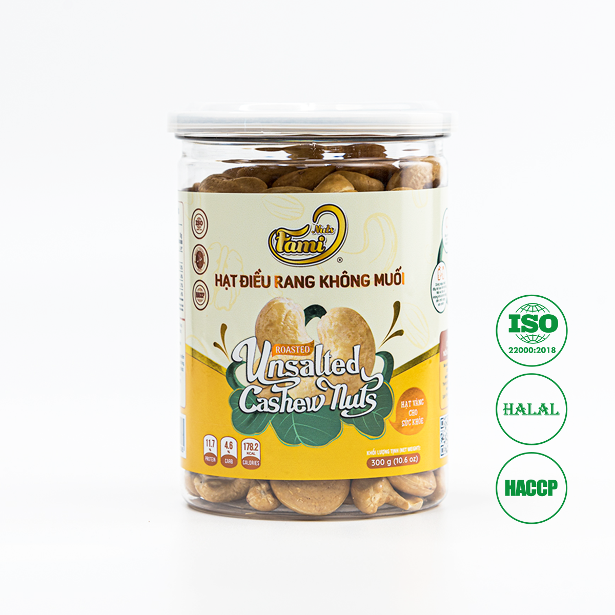 Hạt Điều Rang Không Muối Faminuts Hũ Nắp Nhôm 300G
