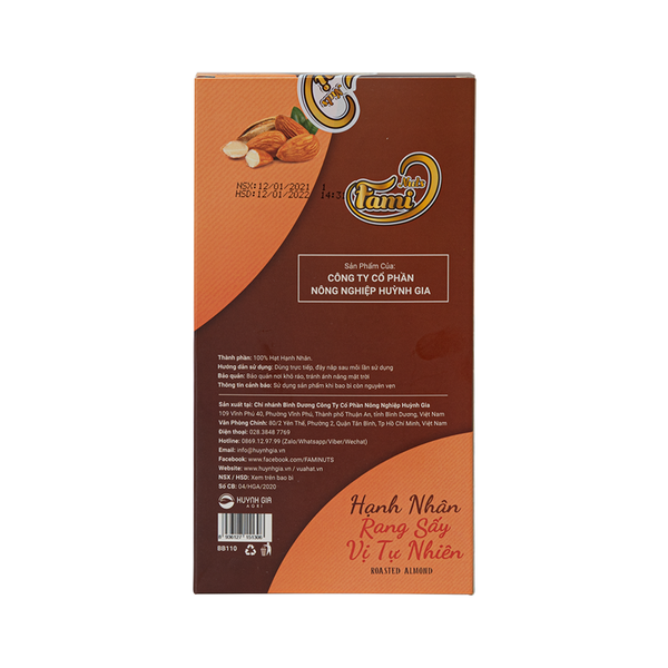 Hạnh Nhân Rang Sấy Vị Tự Nhiên Faminuts Hộp Giấy 120g