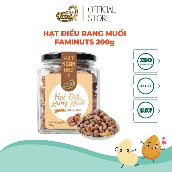 Hạt Điều Rang Muối Hũ Thủy Tinh 200g - FAMINUTS