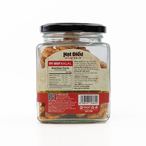 Hạt Điều Tỏi Ớt Hũ Thủy Tinh 180g - FAMINUTS