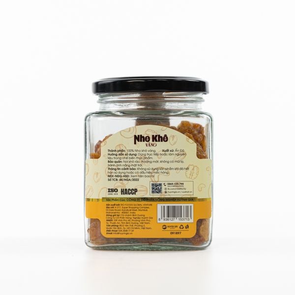 Nho khô vàng Faminuts hũ thủy tinh 200g